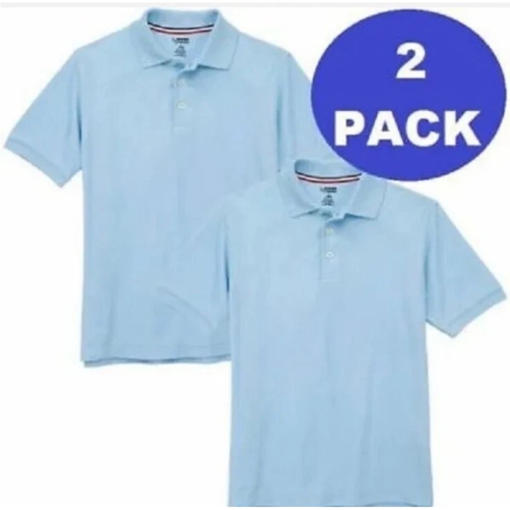 French Toast Light Blue School Uniform Polo Shirt 2-Pack XS or 5/6